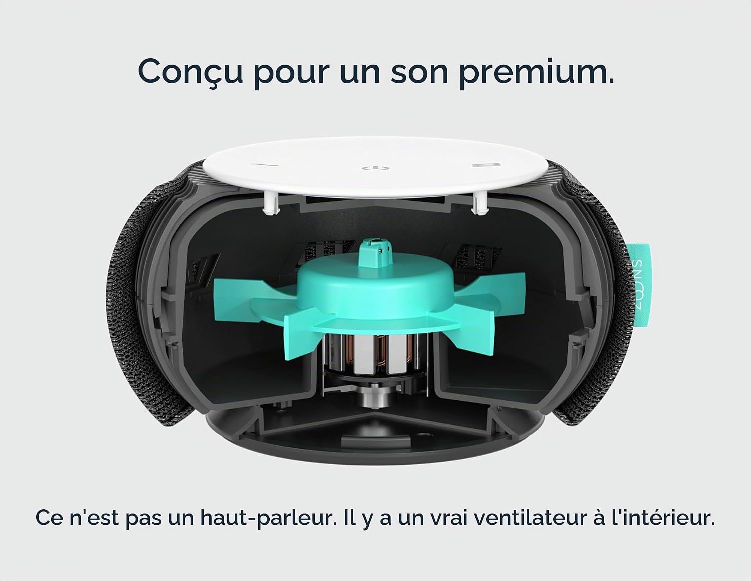 Snooz Machine à bruit blanc – Véritable ventilateur interne pour des bruits blancs constants – Contrôle à distance via l’appli, avec minuteur de sommeil et veilleuse Charbon