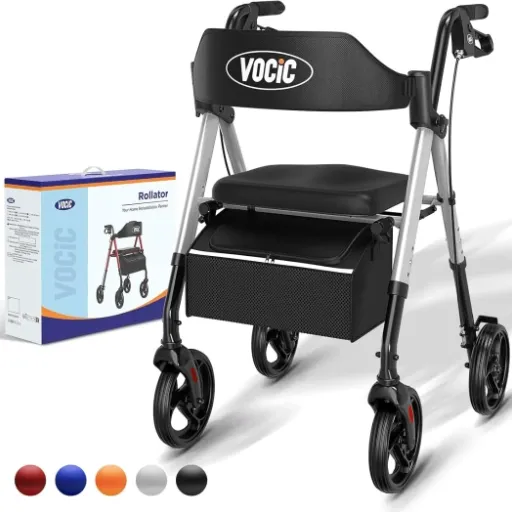 Avis VOCIC Déambulateur 4 roues pliable léger : le rollator tout-terrain qui mise sur le confort et la stabilité