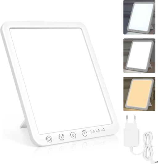 Lampe de luminothérapie, 15000 lux, simulation de la lumière du jour, lampe à lumière du jour compacte avec 3 températures de couleur, 5niveaux de luminosité et 6minuterie, Fonction de Mémoire 15000Lux 1