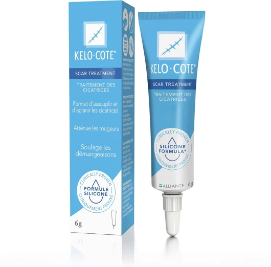 KELO-COTE - Tube 6g - Gel Pour Traitement Des Cicatrices - Formule Silicone - Atténue Rougeurs & Démangeaisons - Résiste À L’Eau - Transparent - Cliniquement Prouvé