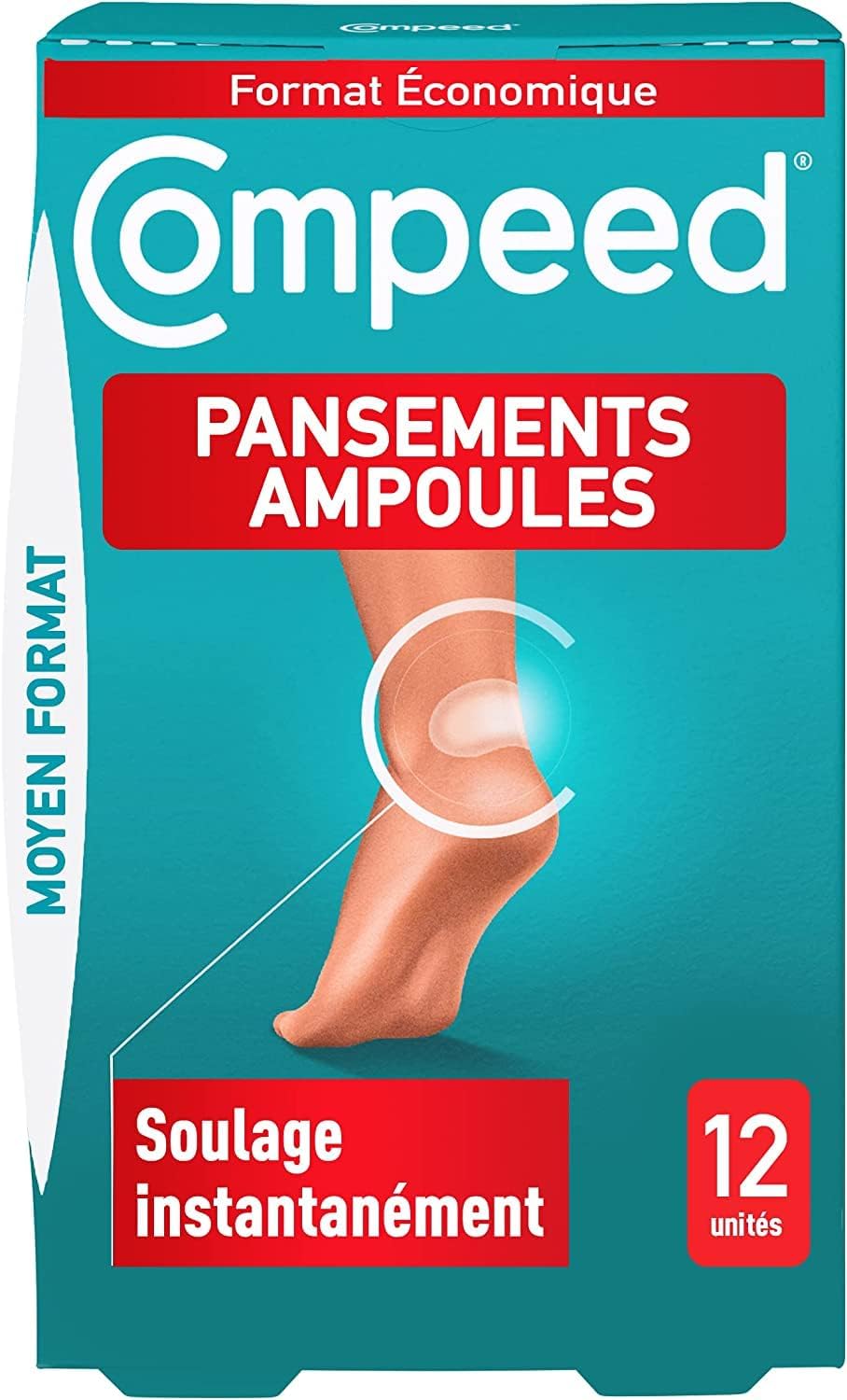 12 Pansements Ampoules Pied – Moyen Format – Technologie Hydrocolloïde – Soulagement Instantané – Seconde Peau Pansements ampoules Unique
