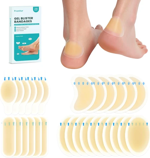 Lot de 28 pansements hydrocolloïdes invisibles en gel hydrocolloïde pour talon, pied et orteil, coussinets imperméables pour protection de la peau et guérison rapide Variety Pack 28 Count