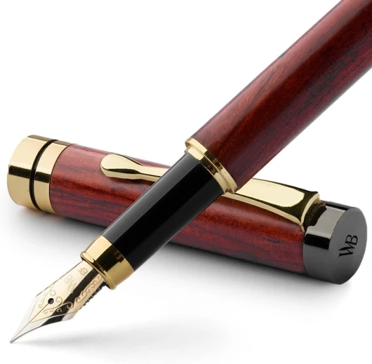 Wordsworth & Black's Ensemble Stylo Plume, Bois De Bambou De Luxe - Pointe Extra Fine, Coffret Cadeau ; 6 Cartouches D'encre, Convertisseur De Recharge D'encre - Calligraphie [Bois De Rose] Bois De Rose Pointe Extra Fine