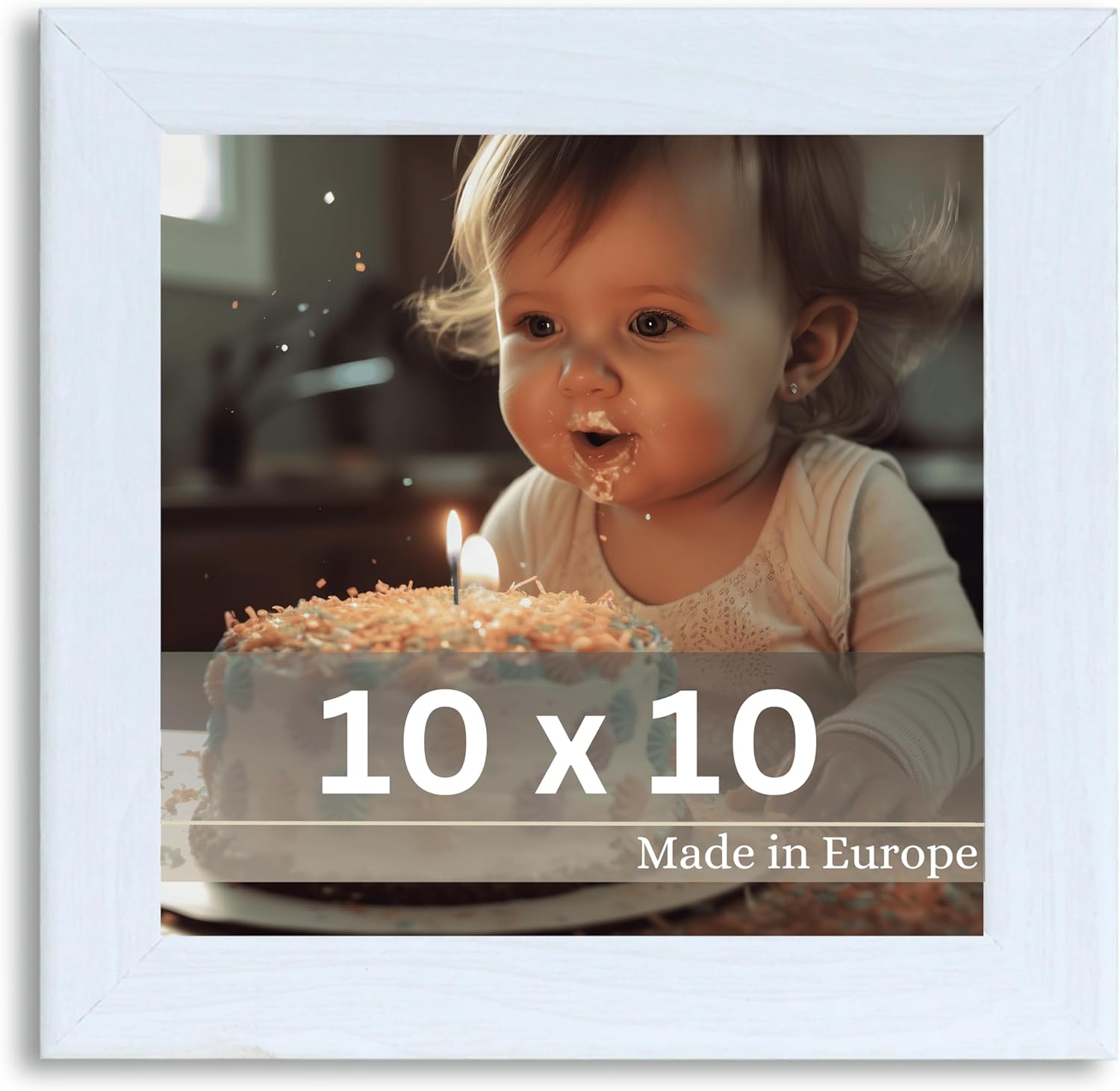 Cadre Photo Klee 10x10 cm en Blanc - Simple et Moderne en Bois - Châssis pour l'image 10x10 Blanc 10 x 10 cm