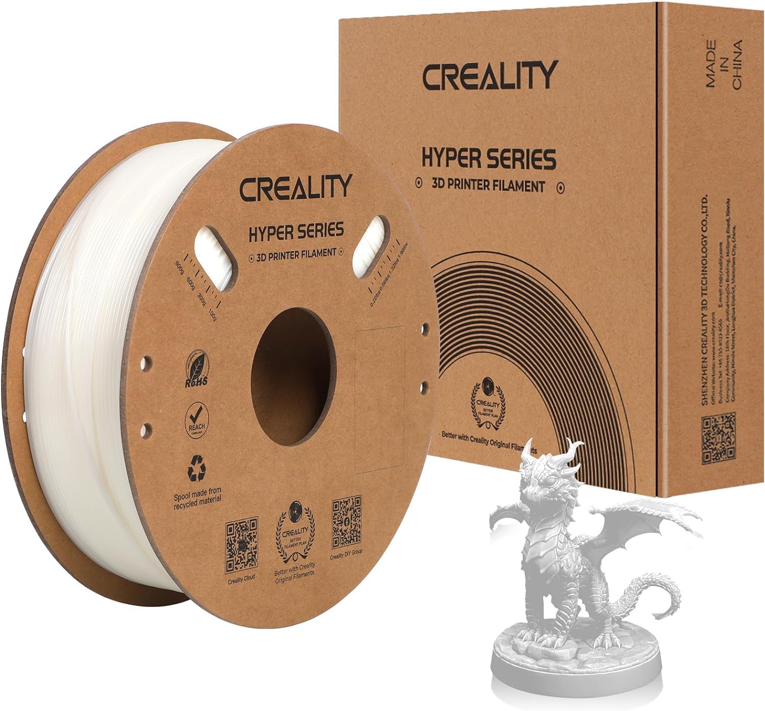 Hyper ABS Filament Blanc 1.75mm pour Impression 3D à Grande Vitesse - 1KG Bobine Haute Résistance - Compatible avec Imprimantes 3D Hyper ABS Blanc