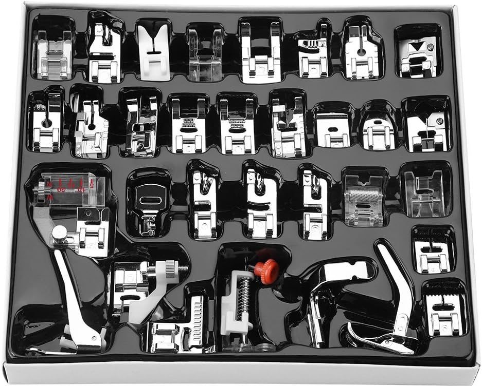 32 pièces/Ensemble Machine à Coudre Pieds-de-biche Ensemble Pieds de Marche Accessoire de Machine à Coudre Domestique pour Chanteur, frère, Serrure de bébé, Janome