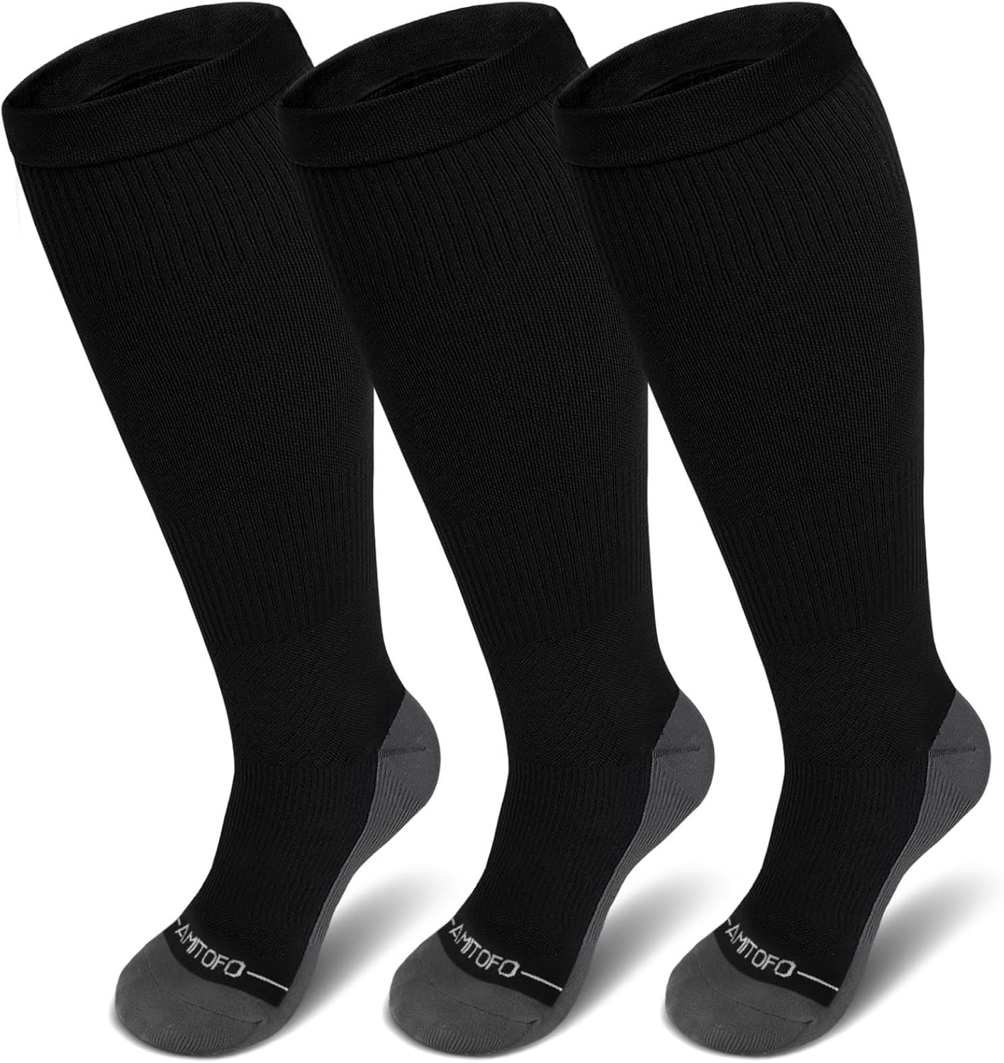 Chaussettes de Contention Gros Mollet: Bas de Contention Grande Taille Femme Hommes Chaussettes de Compression Mollet Large pour Avion Voyage Grossesse 3 paires