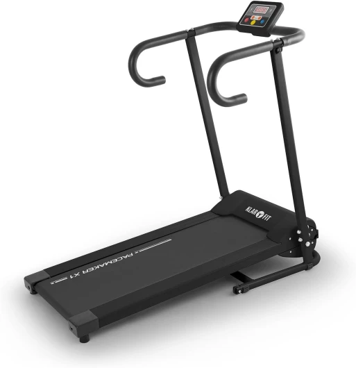 Klarfit Pacemaker X3 - Tapis de Course Pliant, Home Trainer, 1,5 ch, 0,8-12 km/h, Cardiofréquence mètre, LCD, 12 programmes, Capteur de pouls, Inclinaison : 3, 5 ou 7% Noir foncé