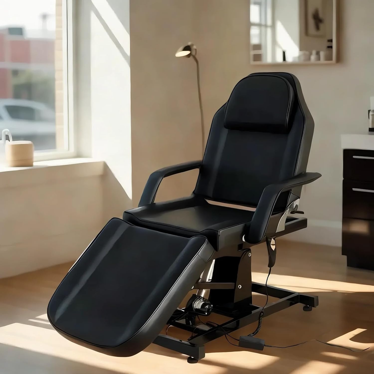 Table du Massage Réglable Lit du Massage Pliante Electrique pour Salon Professionnel et Maison, 82 cm (L) x 180 cm (l) x 63-87 cm (H) (Noir)