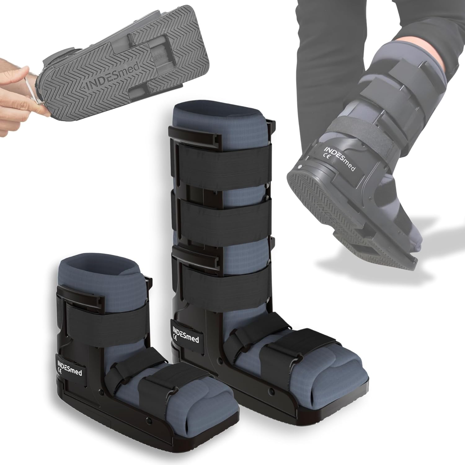 INDESmed - Botte de marche orthopédique – Remboursable LPP : 7137720 – Légère & Réglable à toutes les tailles -Chaussure de récupération médicale pour fracture, entorse, tendinite - Walker 2 en 1 2024
