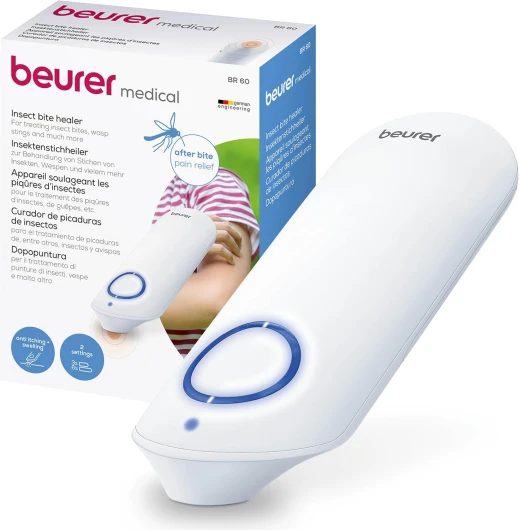 BR 60 Dispositif contre les démangeaisons, pour le traitement des piqûres et des morsures d'insectes, stylo réduit la démangeasion et le gonflement, anti moustique, sans substance chimique Avec 2 programmes