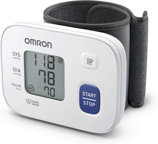 RS1 Tensiomètre automatique au poignet pour un usage domestique ou en déplacement – Validé cliniquement, tensiomètre avec brassard préformé 13,5 – 21,5 cm, guide d'enveloppement du brassard
