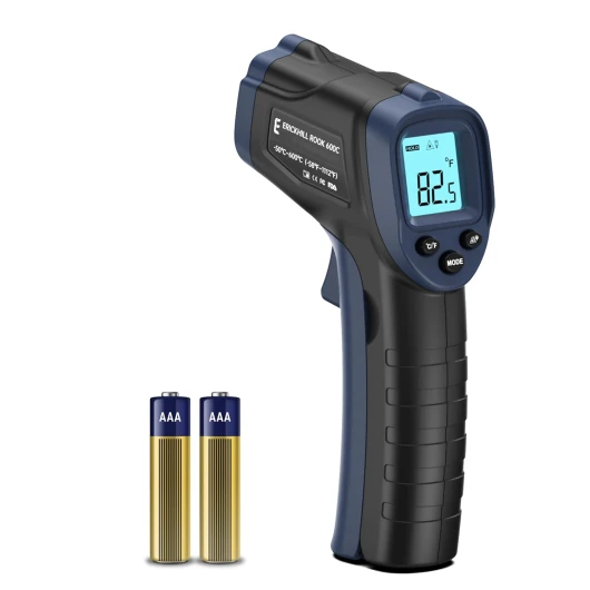 Thermomètre infrarouge -50 ℃ ~ 600 ℃ Taille compacte Thermomètre laser sans contact Pistolet Écran LCD rétroéclairé Émissivité réglable - pour réparation de véhicules/cuisine/alimentation 600℃ version de base