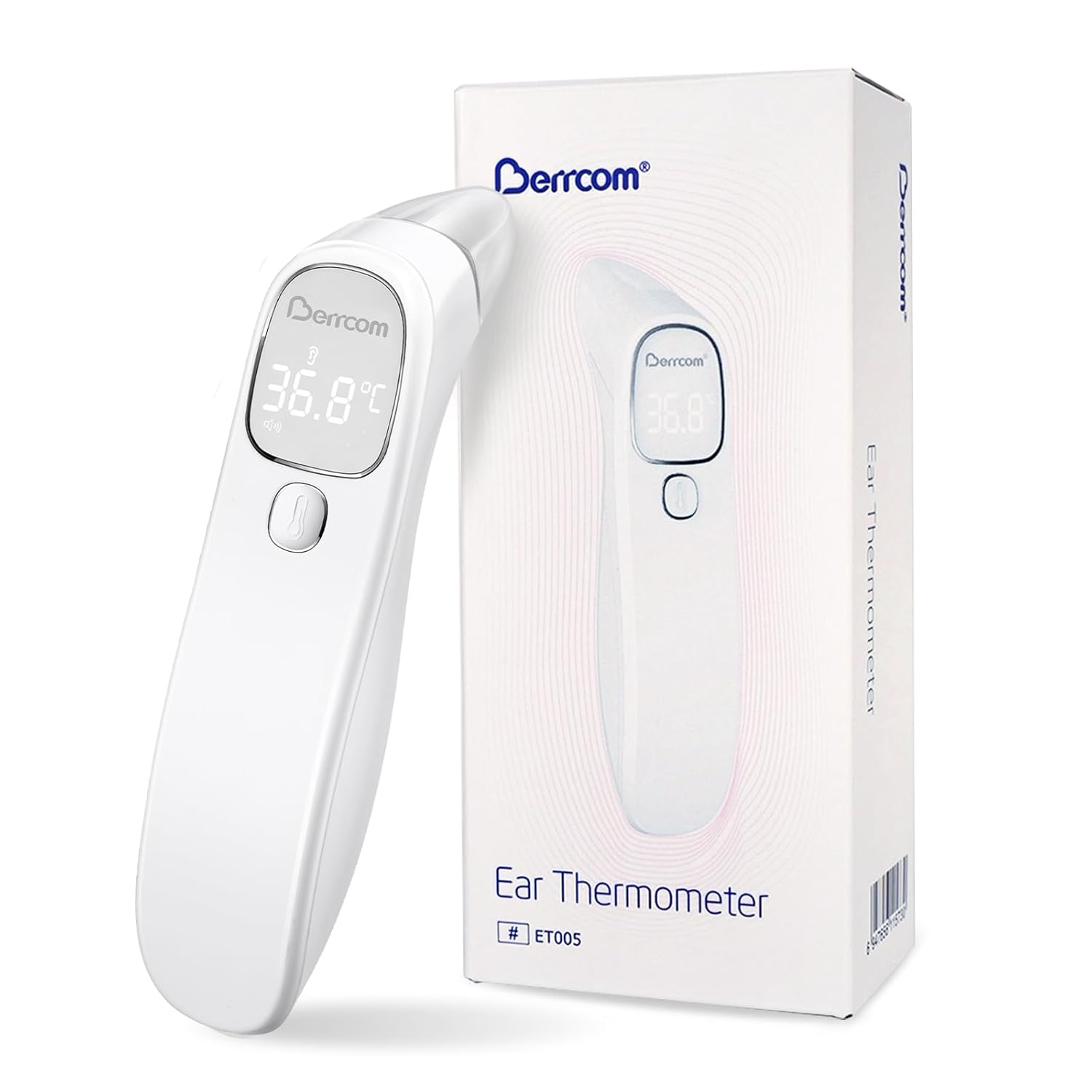 Thermomètre Auriculaire et Frontal, Berrcom Thermometre Médical sans Contact, Thermomètre Numérique à Infrarouge pour Enfants et Adultes avec Alarme de Fièvre et Fonction Mémoire