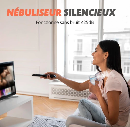 AU YAT Nebulisateur pour Adultes, Nebulisateur Portable Rechargeable pour Adultes et Enfants, Inhalateur Silencieux pour Enfants avec 2 Masques et Embout Buccal, pour Usage Domestique et en Voyage White