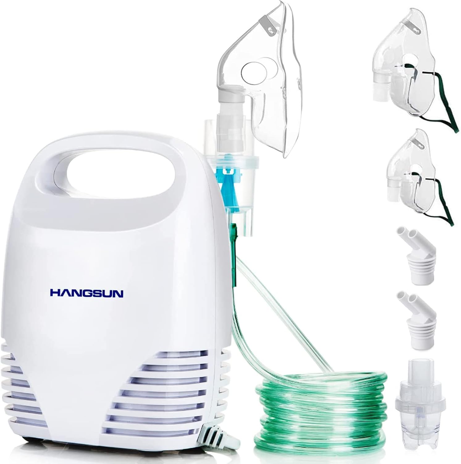 Hangsun Nebulisateur CN560, Aérosol Inhalateur à Compresseur pour Traitement Rapide de l'Asthme, Bronchite, Rhume et Troubles Respiratoires, Adapté aux Enfants et Adultes (Masques et Tuyau Inclus)