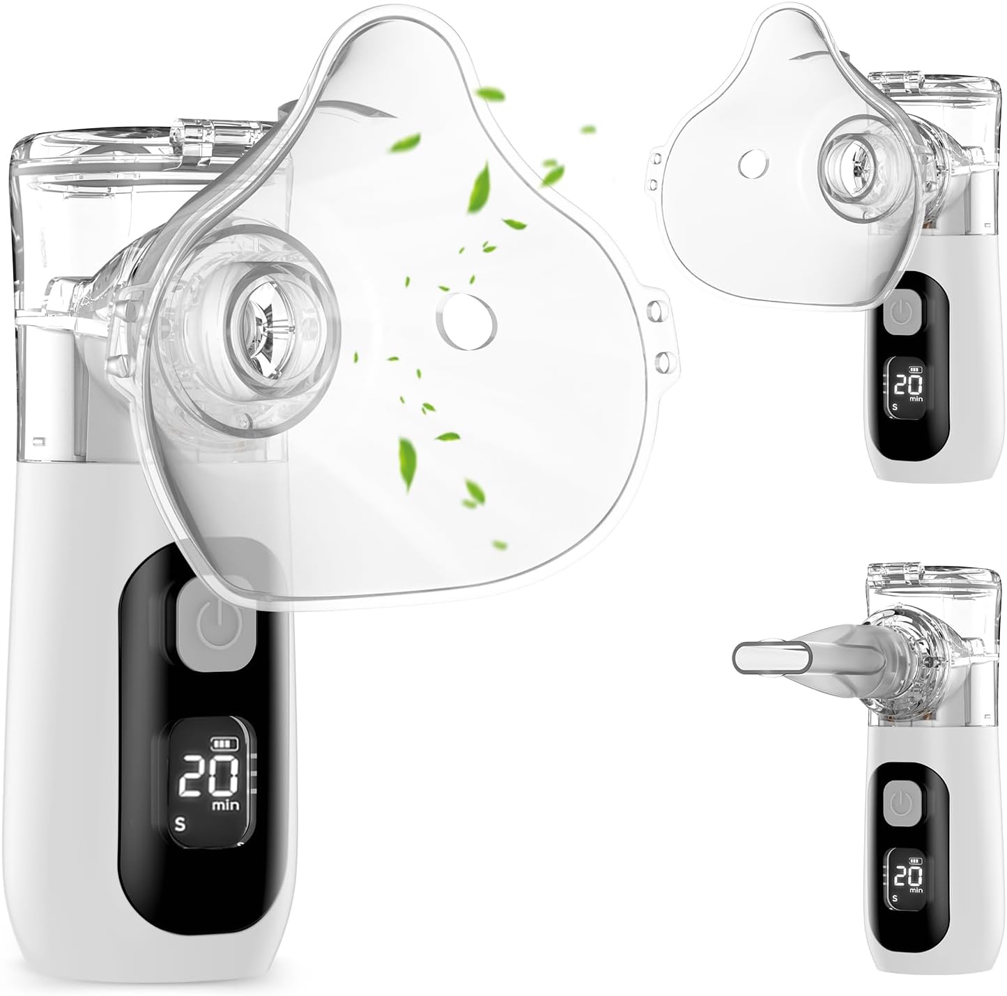 Nebulisateur Inhalateur pour Adultes et Enfants, Berrlly Aerosol Portable, Autonettoyante, Intelligent Affichage Numérique Nébuliseur Silencieux Rechargeable pour la Maison et les Voyages