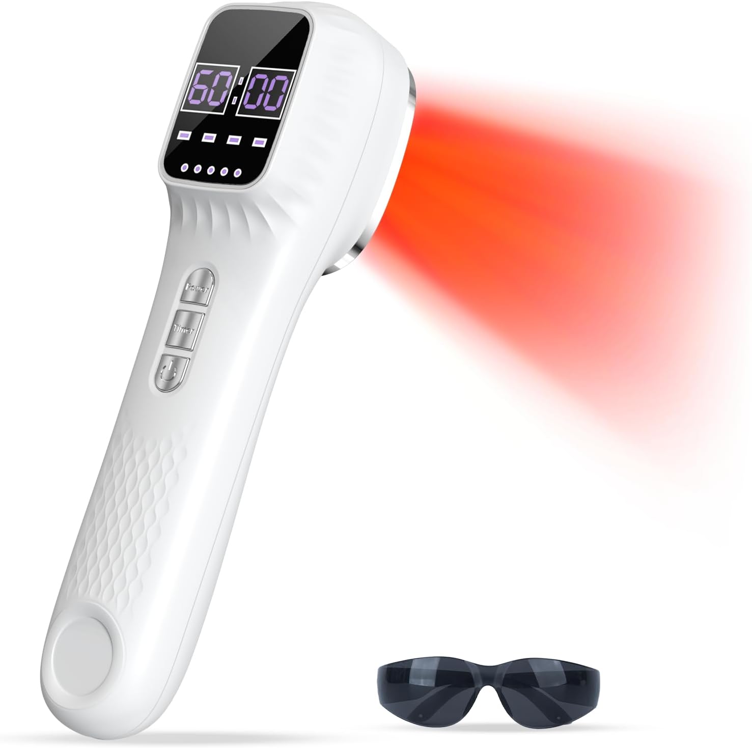Lumière Rouge Portative avec Support, Lampe IR 16x650nm + 3x808nm, Lumière Rouge froide avec 4 Niveaux de Luminosité et 12 Minuteries, Lunettes de Protection