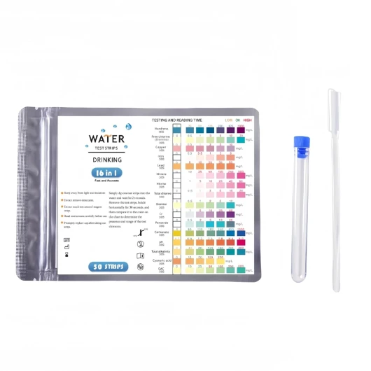 YUNYU 50 Bandelettes de Test d'Eau Potable 16-en-1 – Kit de Test 16 Paramètres pour Eau du Robinet, Piscine, Spa & Aquarium – Analyse Dureté, Plomb, Fer, Cuivre, pH, Chlore