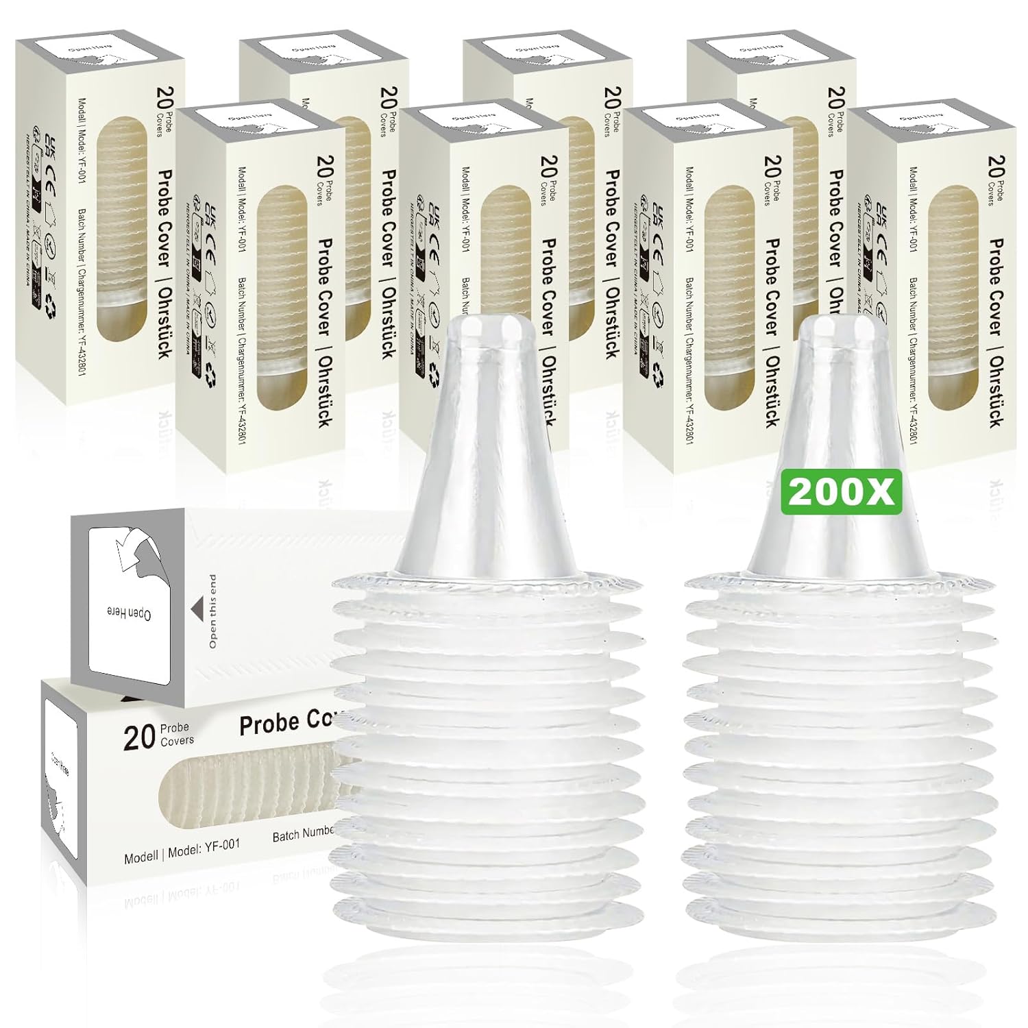 200pcs Embout Thermometre pour Braun, Couvre Thermomètre Auriculaire, Capuchons Couvre Filtres De Sondes Auriculaires, Capuchons de Protection de Remplacement pour Numériques Thermomètre d'oreille