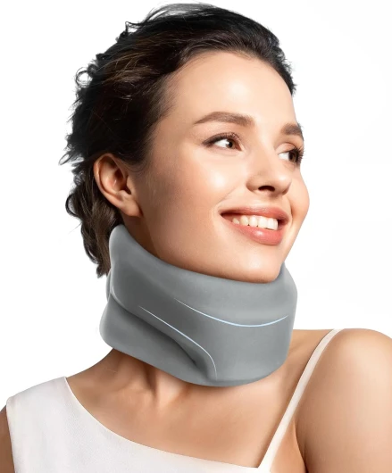 Collier Cervical Soutien en Mousse Souple-Minerve Réglable Homme/Femme pour Bureau et Voiture-Soulage les Tensions du Cou et Améliore la Posture (Gris, M) M Gris