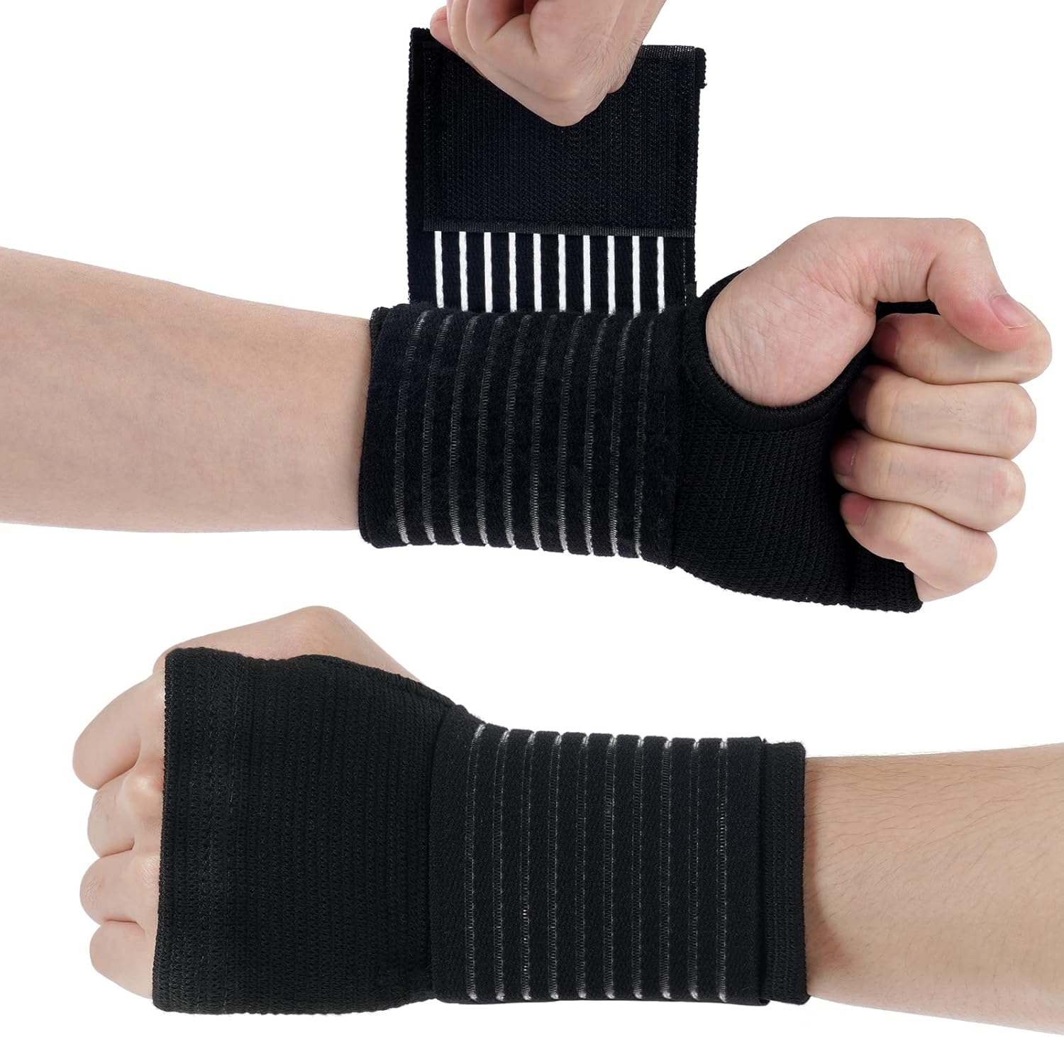 ACWOO Palm Support Orthèse élastique de Poignet, 1 paire Respirant Attelle de Poignet, Attelle Poignet Pour l'Arthrite, Tendinite, Canal Carpien et Entorse, Femme et Homme (Noir)