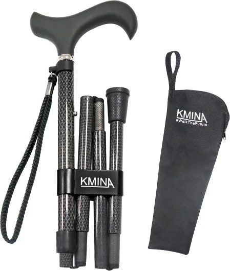Canne de Marche Pliable Homme, Carbone, Réglable, Luxe Femme, Pliable de Marche, Homme Réglable - KMINA Pro