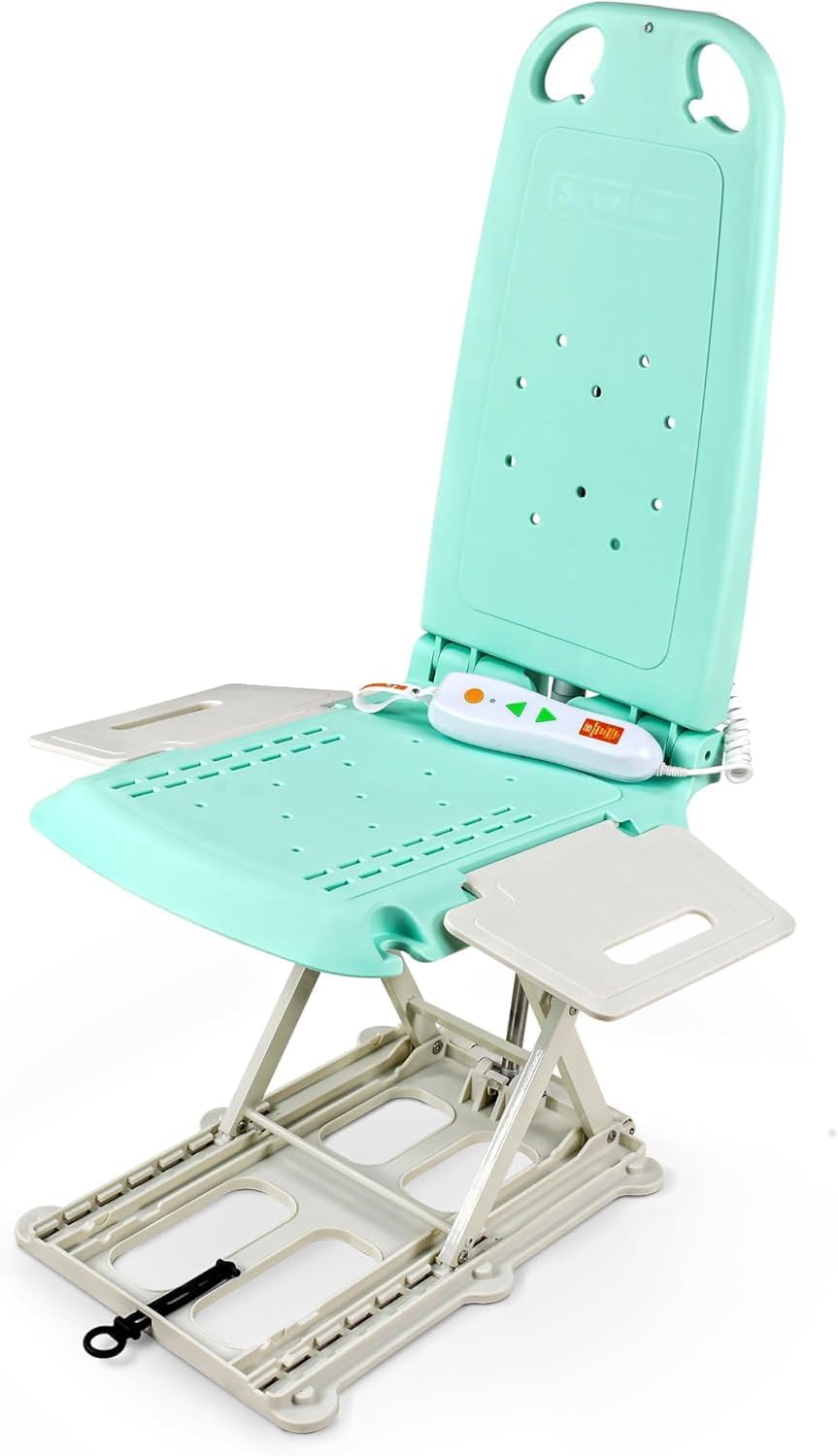 SuperHandy GoRise LT Élévateur portable au sol et de baignoire – Poids le plus léger de 8,6 kg, pliable, capacité de 150 kg, étanche IP68 pour personnes âgées, siège ergonomique avec panneaux