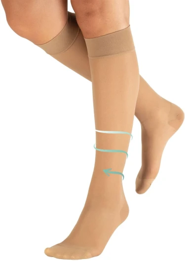 PACK 1/2 Mi-bas de Contention avec Compression Graduée Forte 18-22 mm/Hg - Noir, Beige - S/M, L/XL - 140 DEN - Made in Italy L-XL Naturel