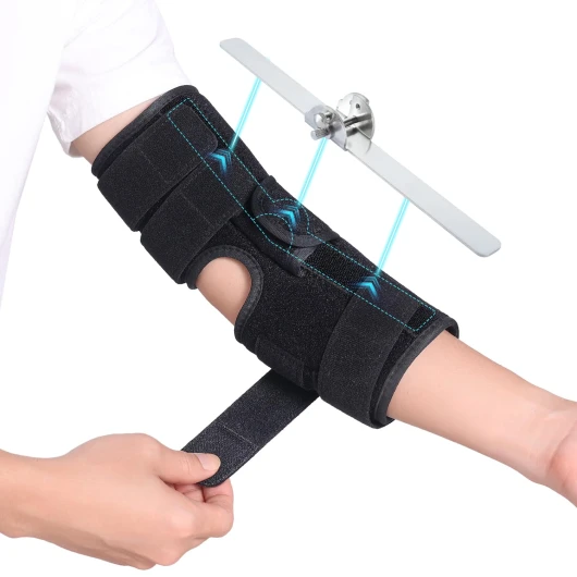 Attelle Coude Nerf Cubital, Coudiere Syndrome Tunnel Cubital, Orthèse Coude pour Nuit Dormir et Jour Travaillant, 4 Angles Réglables, pour Bras Droit & Gauche, Femmes & Hommes -L