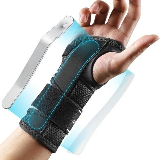 Attelle Poignet, Orthese Poignet Droit avec 2 Plaques en Aluminium, Idéal pour Syndrome du Canal Carpien, Tendinite, Arthrite & Entorses - Respirant, Confortable pour la Nuit, Droit, S/M Droite Blanc S/M