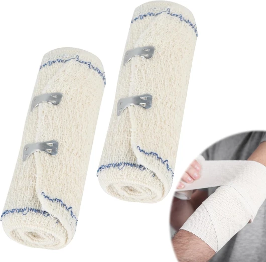 Bande de Crêpe Médicale Réutilisable en Coton Pur,Lot de 2 Rouleaux de,Idéale pour Pansements et Contention