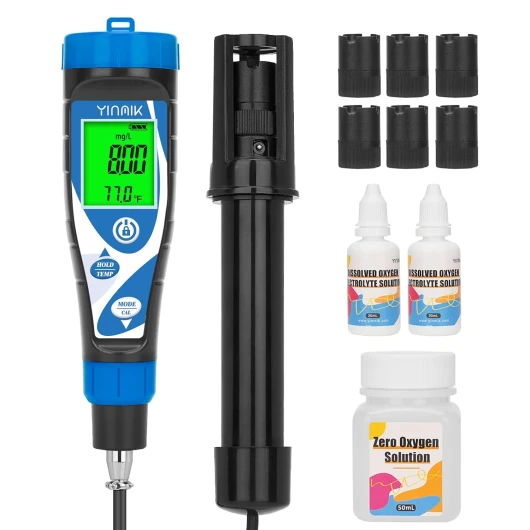 Compteur D'oxygène Dissous Intelligent, Testeur D'oxygène Dissous Du Acuario,Medidor Portátil de Oxígeno Disuelto avec Électrode de 9,84 Pieds para hidroponía o estanques