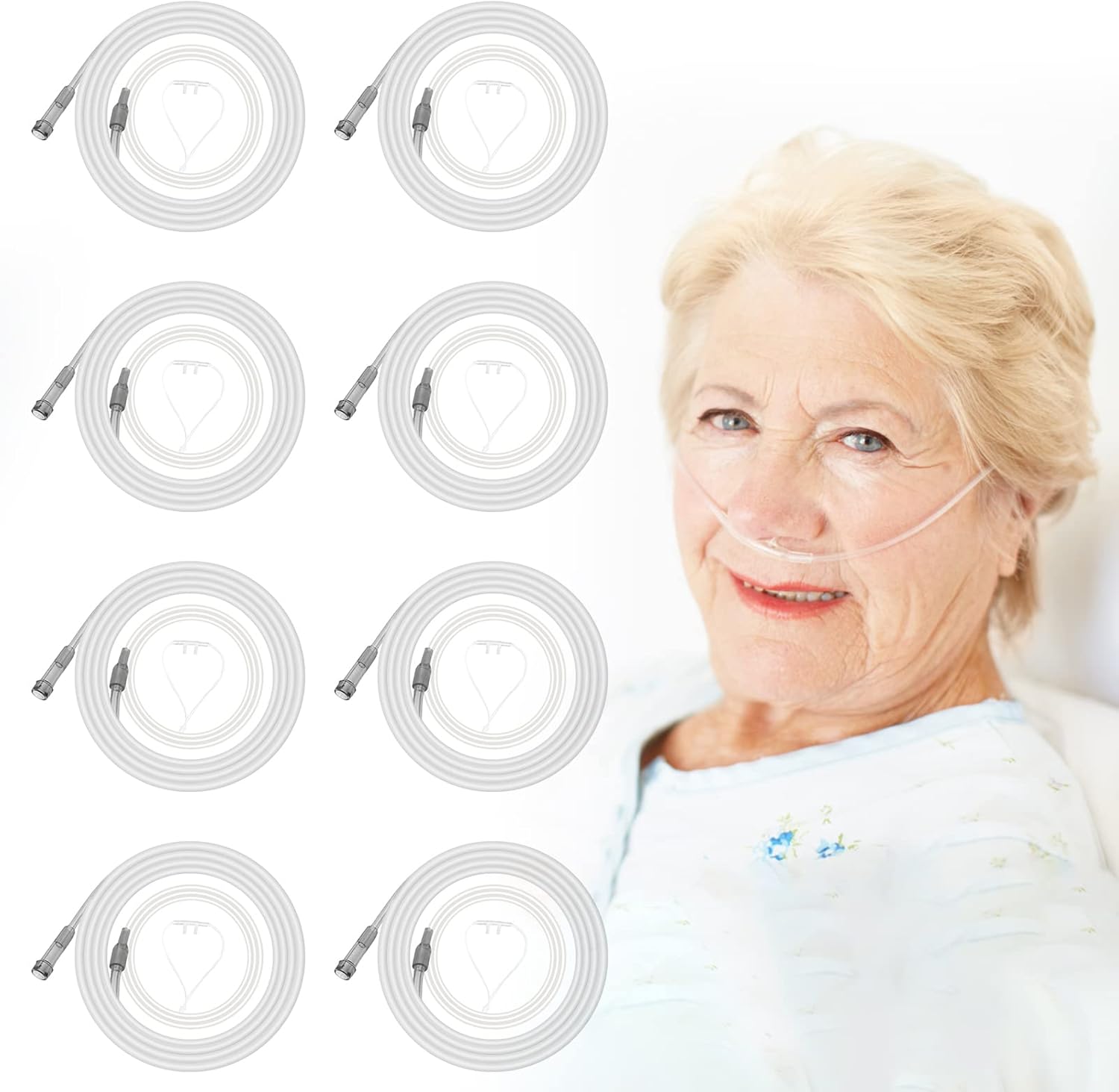 Nizirioo Lot de 8 lunettes à oxygène en silicone avec tube O2 de 200 cm pour appareil à oxygène, respiration et inhalation