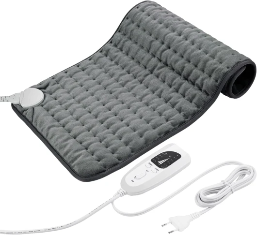 Coussin Chauffant, Couverture Chauffante Humide et Sec pour Dos, Cou, Épaules, Abdomen avec Contrôleur, Flanelle Douce Gris Foncé, 30 X 60 cm (Gris foncé, 30x60cm) 30x60cm Gris Foncé