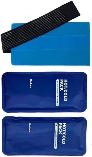 2x Poche de glace/chaud réutilisable + 1x housse en coton ajustable et lavable - Compresse froid et chaleur multipositions avec sangle élastique - Anti douleur: hanches, épaules, jambes, genou..