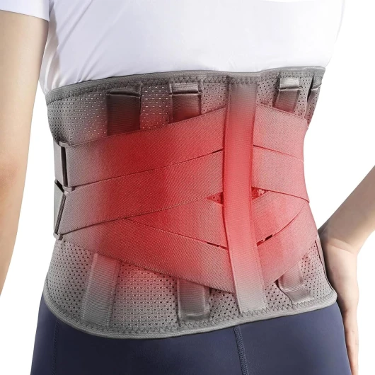 HONGJING Ceinture Lombaire Chauffante pour Soulagement des Douleurs, avec 7 Barres Métalliques et Batterie Rechargeable de 5000mAh, pour Hernies Discales et Scoliose(L)