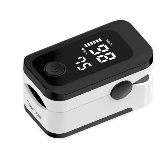 Oxymétre de Doigt Professionnel, Saturometre Oxymetre, Mesure Précise de la Saturation en Oxygène dans le Sang, Moniteur de Fréquence Cardiaque, Écran LED Mesure SpO2 et PR, Piles Inclus