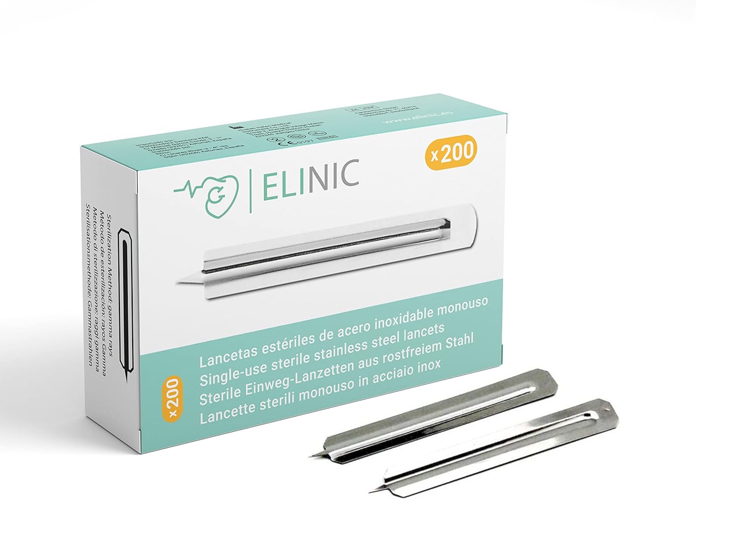 Lancettes stériles en acier inoxydable 200 pcs.