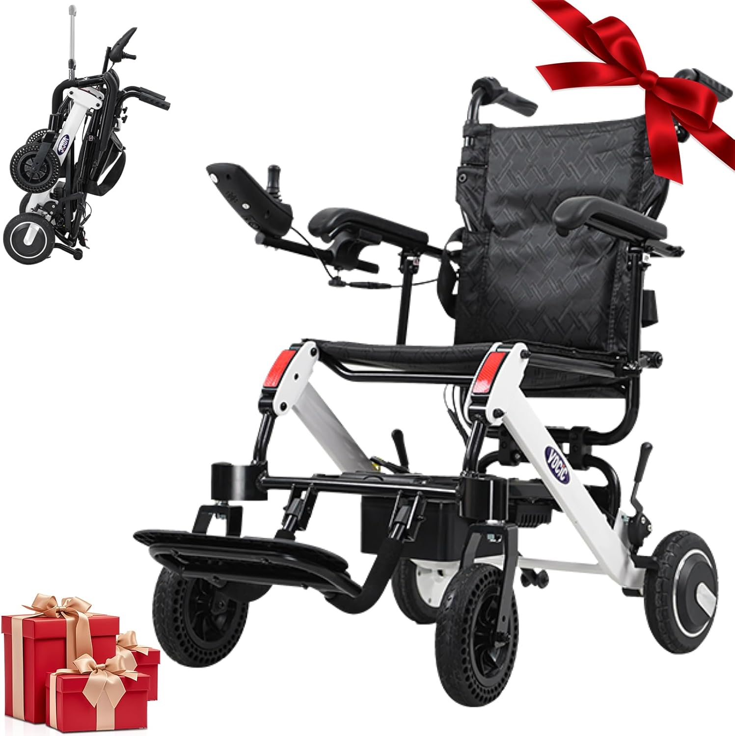 V55 Fauteuil roulant electrique pliable ultra leger 21KG, 20KM fauteuil handicapés électrique pour 136kg,Petit chaise roulante électrique d'intérieur,Navigabilité des aéronefs- Garantie 5 ans