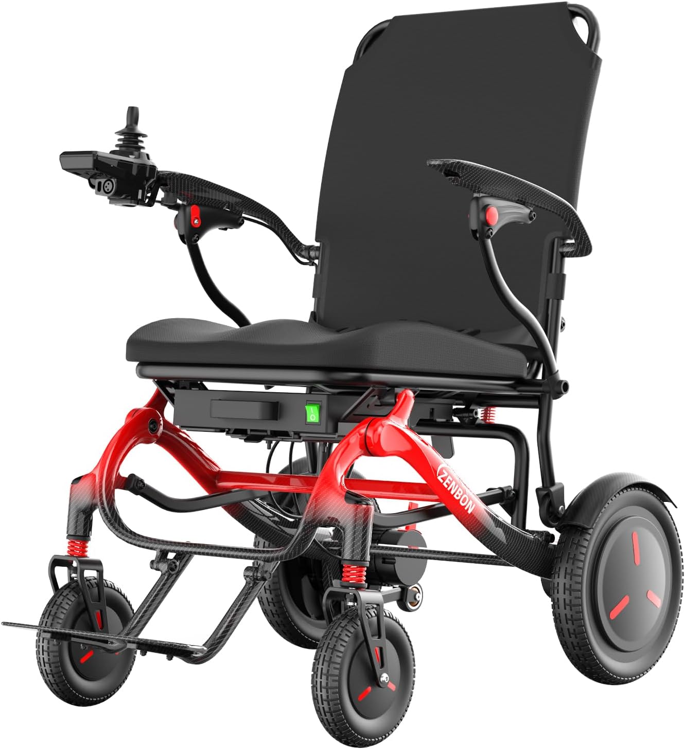 Fauteuil roulant électrique pliable en carbone léger : seulement 14,5 kg - Pour tous les terrains - 25KM - Pour personnes âgées jusqu'à 150 kg - Noir