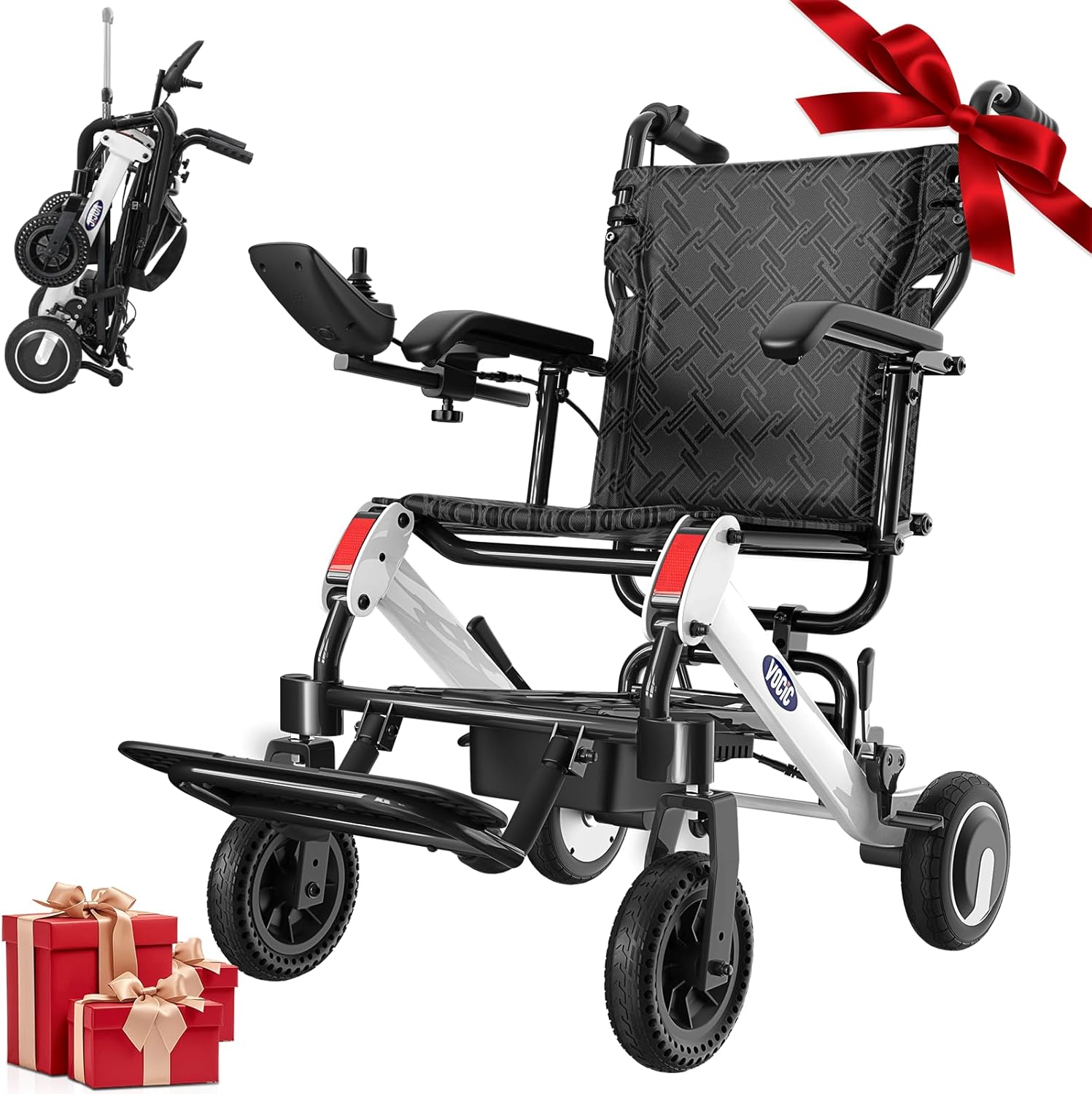 V55 Fauteuil roulant electrique pliable ultra leger 21.5KG, 20KM fauteuil handicapés électrique,Petit chaise roulante électrique d'intérieur pour 136kg,Navigabilité des aéronefs- Garantie 5 ans