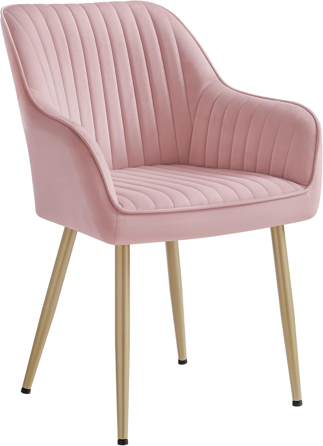 SONGMICS Chaise Salle à Manger, Chaise de Cuisine, Fauteuil en Velours, Rembourrée, avec Accoudoirs, Charge Max - 120 kg, Pieds en Métal, pour Salle à Manger, Rose Bonbon et Doré Clair LDC087R01 Rose Bonbon + Doré Clair 1
