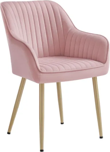 SONGMICS Chaise Salle à Manger, Chaise de Cuisine, Fauteuil en Velours, Rembourrée, avec Accoudoirs, Charge Max - 120 kg, Pieds en Métal, pour Salle à Manger, Rose Bonbon et Doré Clair LDC087R01 Rose Bonbon + Doré Clair 1