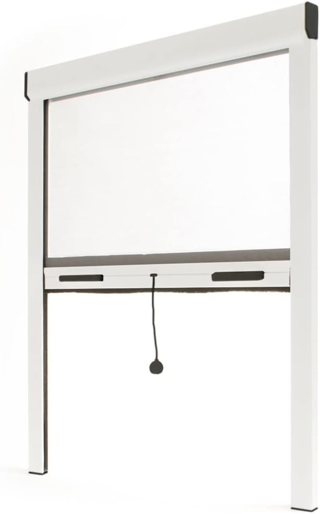 Store moustiquaire fenêtre alu recoupable (largeur x hauteur) -protection insecte ajustable (Lg 1500 mm x Ht 1600 mm, Blanc) Lg 1500 mm x Ht 1600 mm Blanc