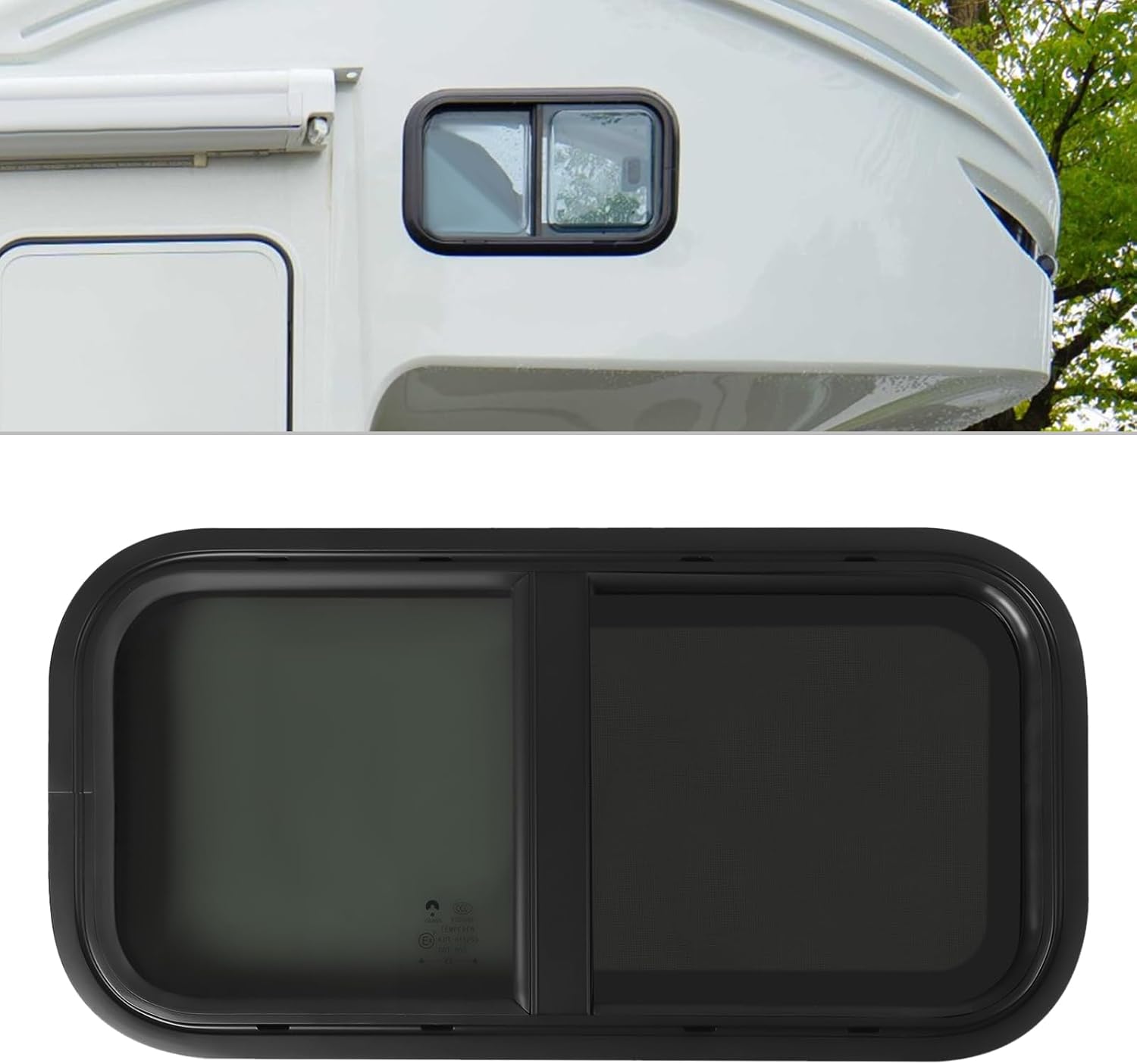 Fenêtre de camping-car, fenêtre coulissante, 600 x 300 mm, fenêtre de caravane étanche en aluminium noir pour camping-car, caravane, camping-car