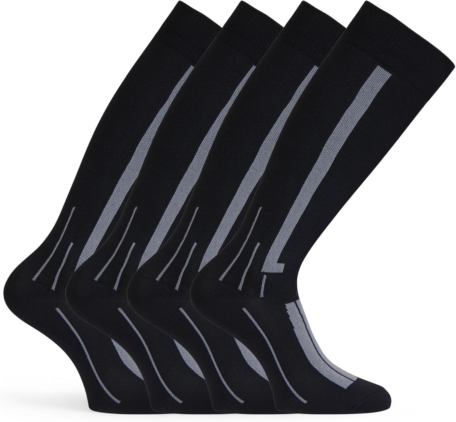 Basic Treasure Lot de 2 paires de chaussettes de compression pour homme et femme - Chaussettes de compression pour le sport 43-46 Noir