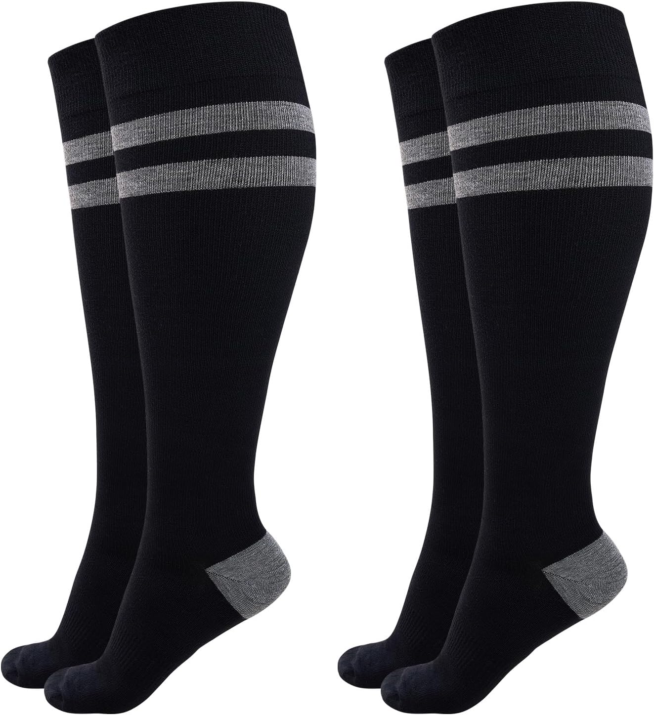 Chaussettes de Contention Femme 15–20 mmHg – Bas de Contention Grossesse et Maternité, Mollets Larges, Idéal pour Voyage, Avion et Infirmières XXL