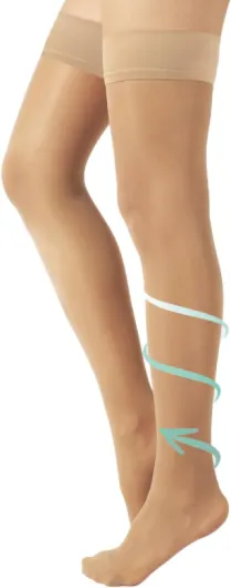 Bas Autofixants de Contention avec Compression Graduée Forte 18-22 mm/Hg - Noir, Beige - S/M, L/XL - 140 DEN - Fabriqué en Italie L NATUREL
