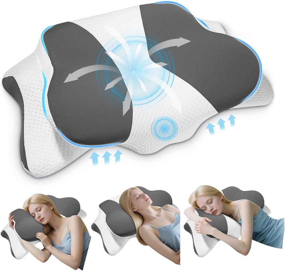 Zaxiva Oreiller Ergonomique Cervical, Oreiller Memoire de Forme, Oreiller Anti Ronflement, Coussin Orthopédique Oreiller Cervicales, pour Les Dormeurs sur Le Côté,Le Dos et Le Ventre,66 x 40 x 14/10cm